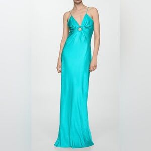 MANGO Strapless Satin Dress